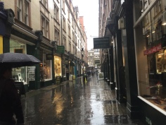 Cecil Court... in the rain! (via K. Emmons)