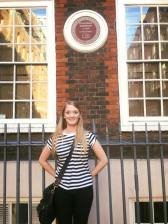 Me in front of Dr. Samuel Johnson's house (photo taken by Andrea Guzman)