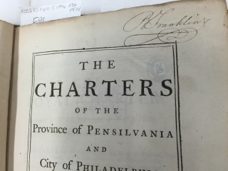 Benjamin Franklin signed copy (via K. Emmons)